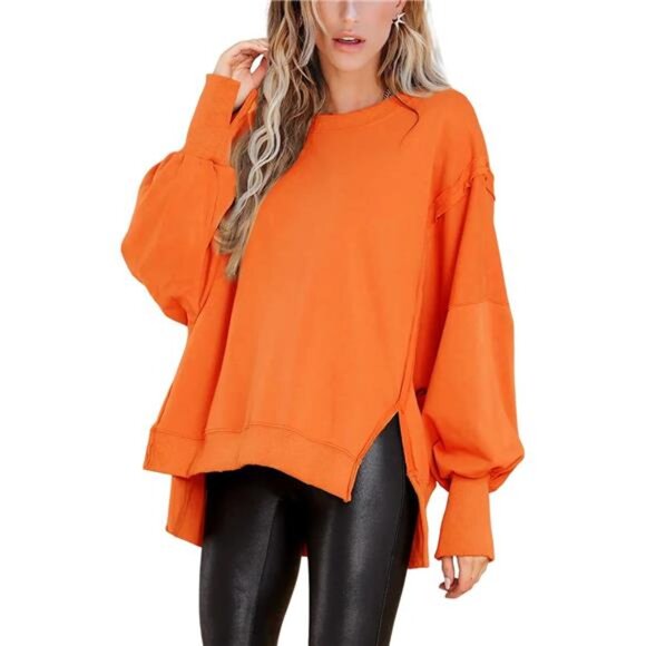 Women’s Oversized Crewneck Sweatshirt - Long Sleeve Pullover - Picture 4 of 6